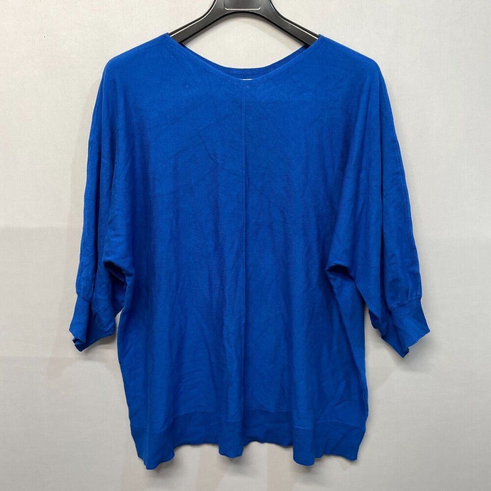 NWT Max Studio Women Pullover Sweater Knit Top Size 3X Blue Rayon Blend B373 -19